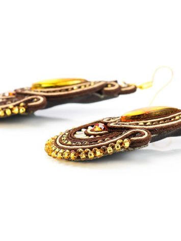 Ornate Braided Drop Earrings With Amber And Crystals The India, image , picture 2