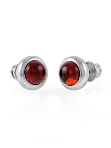 Cute Bright Silver Studs With Cognac Amber The Berry, image , picture 3