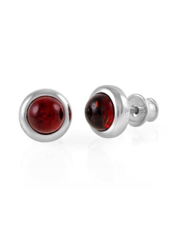 Cute Bright Silver Studs With Cognac Amber The Berry, image , picture 4