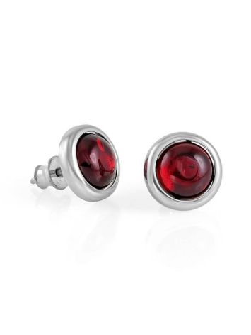 Silver Studs With Luminous Cherry Amber The Berry, image , picture 4