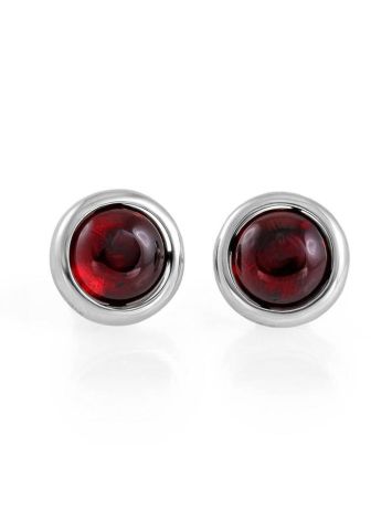 Silver Studs With Luminous Cherry Amber The Berry, image , picture 5