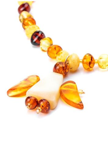 Amber Teething Necklace With Angel Shaped Pendant, image , picture 5