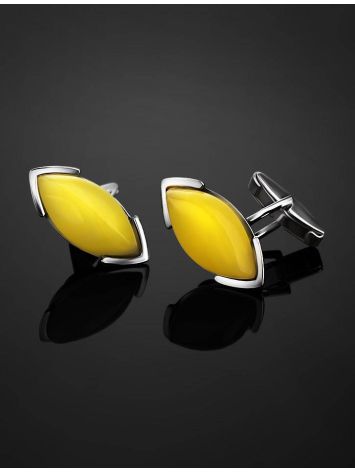 Amber Cufflinks In Sterling Silver The Petal, image , picture 2