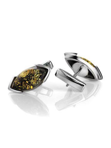 Sterling Silver Cufflinks With Leaf Cut Amber The Petal, image , picture 3