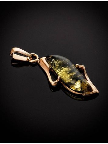 Green Amber Pendant In Gold The Vesta, image , picture 2