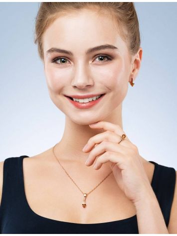 Stylish Golden Earrings With Amber, image , picture 3