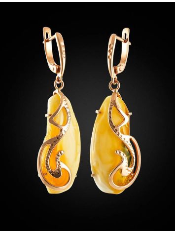 Golden Earrings With Natural Amber Dangles The Triumph, image , picture 3