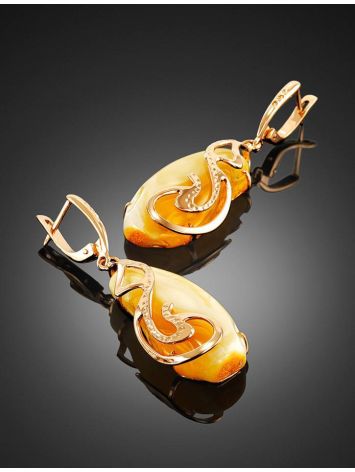 Golden Earrings With Natural Amber Dangles The Triumph, image , picture 2