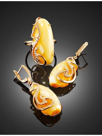 Golden Earrings With Natural Amber Dangles The Triumph, image , picture 4