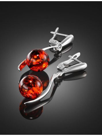 Drop Amber Earrings In Sterling Silver The Leia, image , picture 2