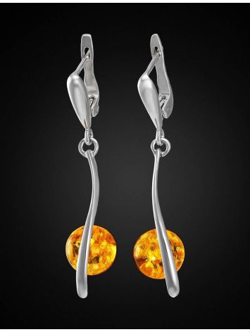 Drop Amber Earrings In Sterling Silver The Leia, image , picture 3