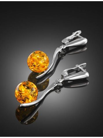 Drop Amber Earrings In Sterling Silver The Leia, image , picture 2