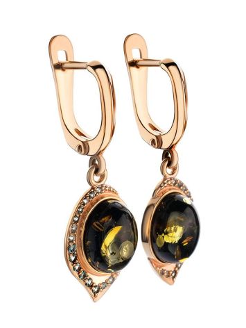Drop Amber Earrings In Gold With Crystals The Raphael, image , picture 3