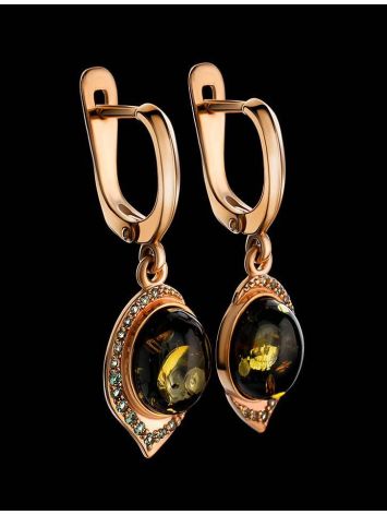Drop Amber Earrings In Gold With Crystals The Raphael, image , picture 2