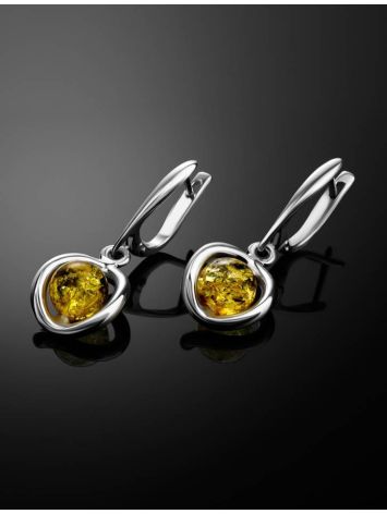 Lemon-Sparkling Amber Earrings In Sterling Silver The Flamenco, image , picture 2