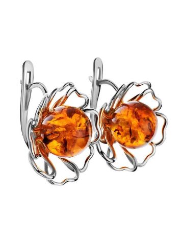 Floral Amber Earrings In Sterling Silver The Daisy, image , picture 3