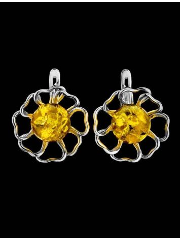 Floral Amber Earrings In Sterling Silver The Daisy, image , picture 2