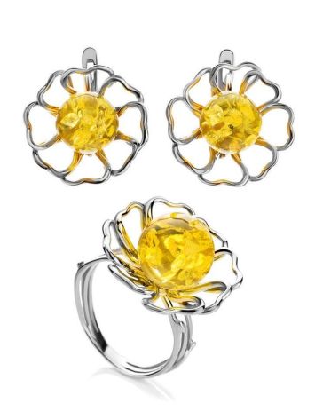 Floral Amber Earrings In Sterling Silver The Daisy, image , picture 5