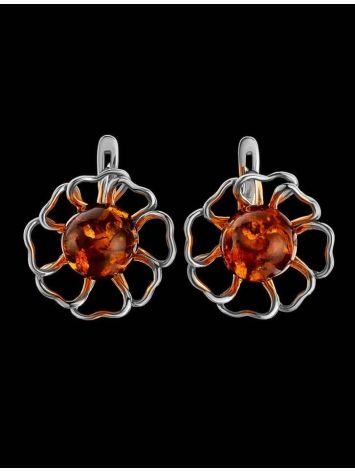 Floral Amber Earrings In Sterling Silver The Daisy, image , picture 2