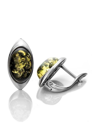Sterling Silver Earrings With Green Amber The Amaranth, image , picture 3