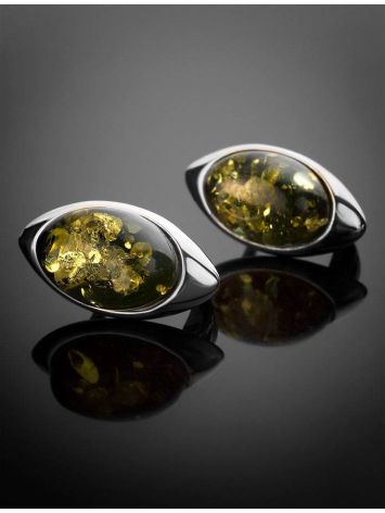 Sterling Silver Earrings With Green Amber The Amaranth, image , picture 2