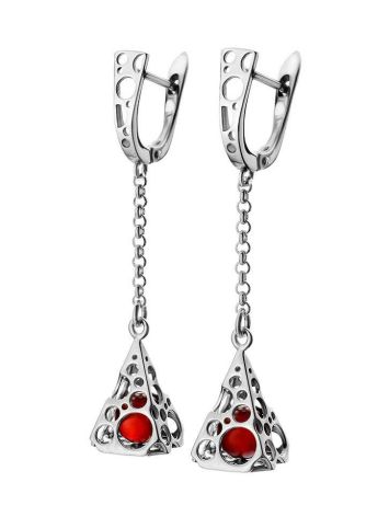 Cherry Amber Earrings In Sterling Silver The Geneva, image , picture 3