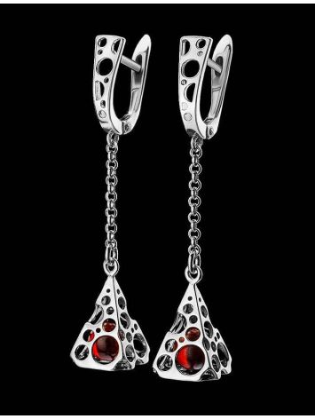 Cherry Amber Earrings In Sterling Silver The Geneva, image , picture 2