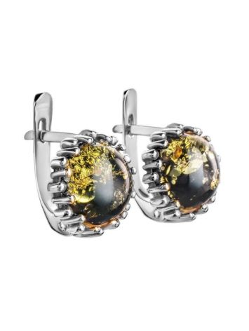 Round Green Amber Earrings In Sterling Silver The Brunia, image , picture 5