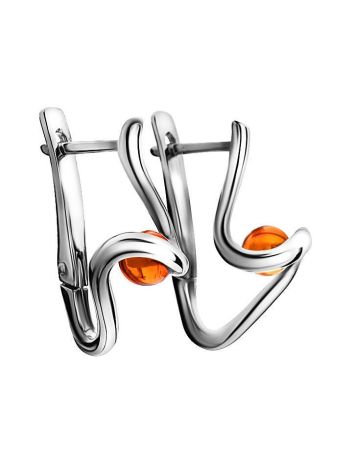 Cognac Amber Earrings In Sterling Silver The Leia, image , picture 3