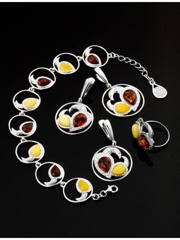 Bold Round Silver Amber Dangles The Lyric, image , picture 5