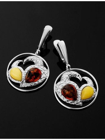 Bold Round Silver Amber Dangles The Lyric, image , picture 3