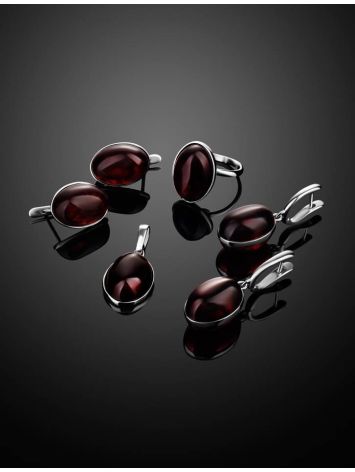 Cherry Amber Oval Earrings In Silver The Goji, image , picture 4