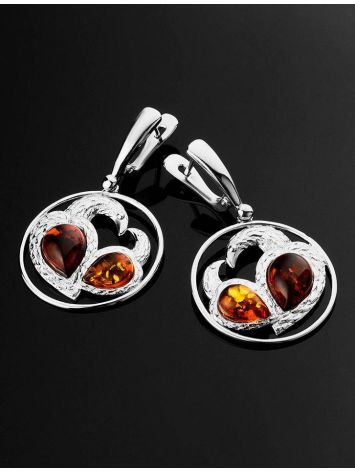 Fabulous Cognac Amber Dangle Earrings In Sterling Silver The Eagles, image , picture 2
