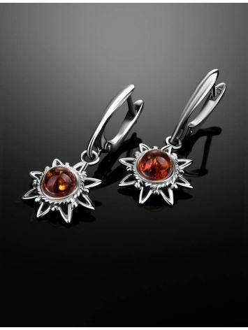 Sterling Silver Dangles With Cognac Amber The Helios, image , picture 2