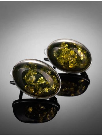 Green Amber Silver Earrings The Goji, image , picture 2