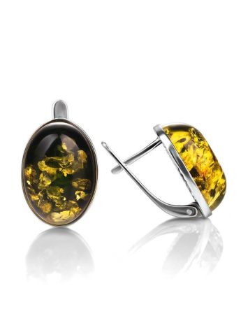 Green Amber Silver Earrings The Goji, image , picture 4
