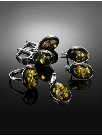 Green Amber Silver Earrings The Goji, image , picture 5