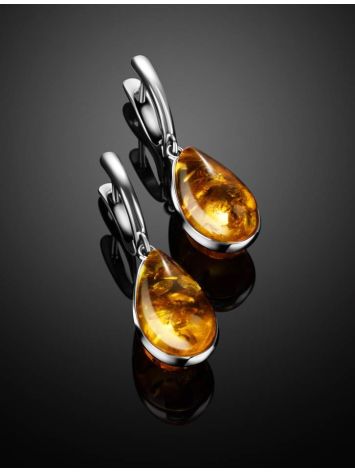Amber Silver Drop Earrings The Pulse, image , picture 2