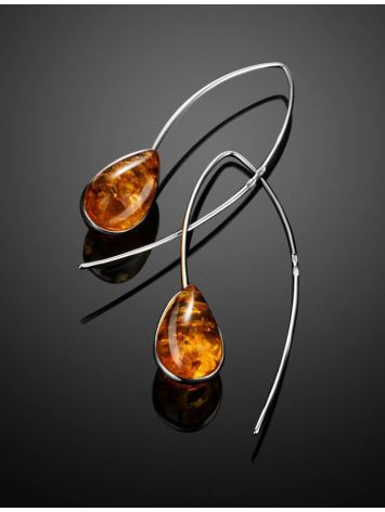 Silver Hook Earrings With Lemon Amber The Pulse, image , picture 2