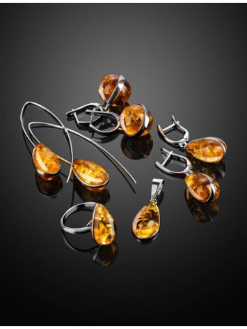 Amber Silver Drop Earrings The Pulse, image , picture 4