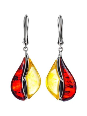 Silver Dangles With Multicolor Amber The Sunrise, image , picture 4
