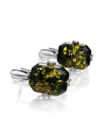 Green Amber Earrings In Sterling Silver The Jazz, image , picture 4