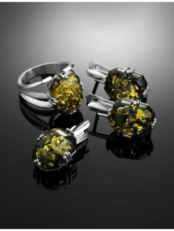 Green Amber Earrings In Sterling Silver The Jazz, image , picture 6