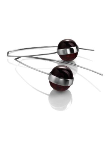 Cherry Amber Silver Threader Earrings The Sorbonne, image , picture 3