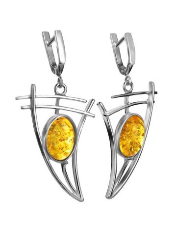 Drop Amber Earrings In Sterling Silver The Sail, image , picture 4