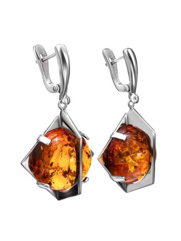 Drop Amber Earrings In Sterling Silver The Saturn, image , picture 3