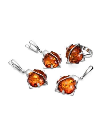 Drop Amber Earrings In Sterling Silver The Saturn, image , picture 4