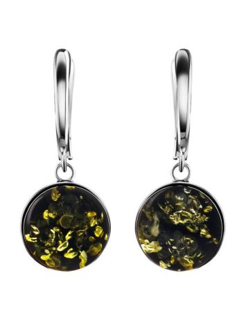 Green Amber Dangle Earrings In Sterling Silver The Furor, image , picture 3