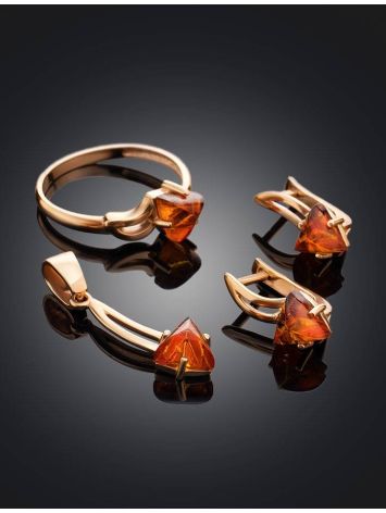 Stylish Golden Earrings With Amber, image , picture 5