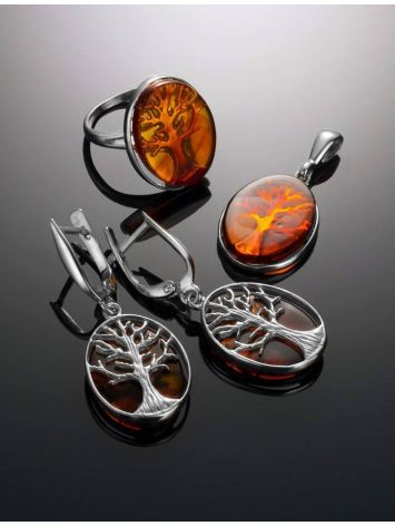 Symbolic Earrings Made With Amber and Sterling Silver The Tree Of Life, image , picture 5
